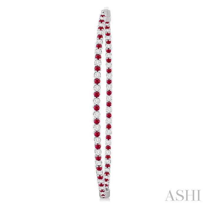 ASHI Inside-Out Alternate Gemstone & Diamond Hoop Earrings 57930PPFGERRBWG-1.50