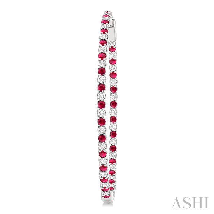 ASHI Inside-Out Alternate Gemstone & Diamond Hoop Earrings 57930PPFGERRBWG-2.50