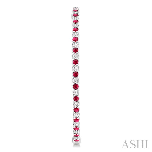 ASHI Inside-Out Alternate Gemstone & Diamond Hoop Earrings 57930PPFGERRBWG-2.50