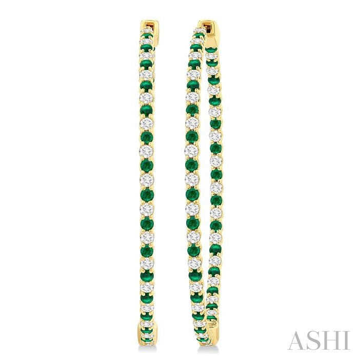 ASHI Inside-Out Alternate Gemstone & Diamond Hoop Earrings 57940PPFGEREMYG-1.50