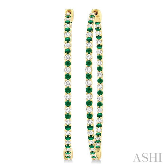 ASHI Inside-Out Alternate Gemstone & Diamond Hoop Earrings 57940PPFGEREMYG-1.50