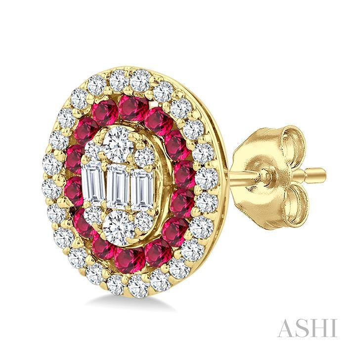 ASHI Oval Shape Gemstone & Diamond Fusion Earrings 57975PPFGERRBYG-OV