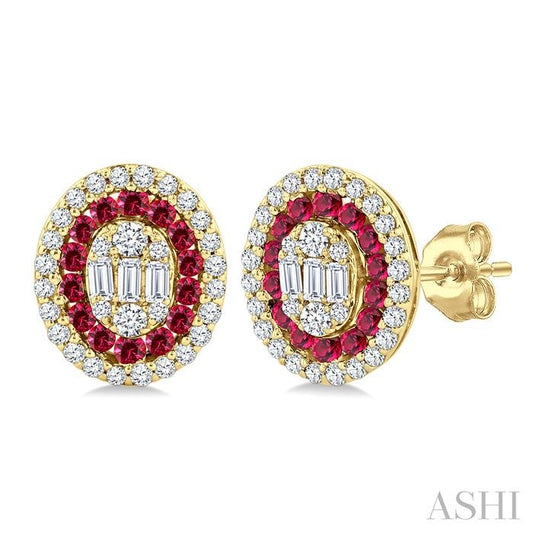 ASHI Oval Shape Gemstone & Diamond Fusion Earrings 57975PPFGERRBYG-OV