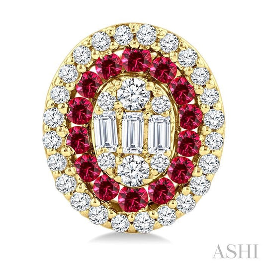 ASHI Oval Shape Gemstone & Diamond Fusion Earrings 57975PPFGERRBYG-OV