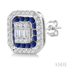 ASHI Emerald Shape Gemstone & Diamond Fusion Earrings 57975PPFGERSPWG-OC