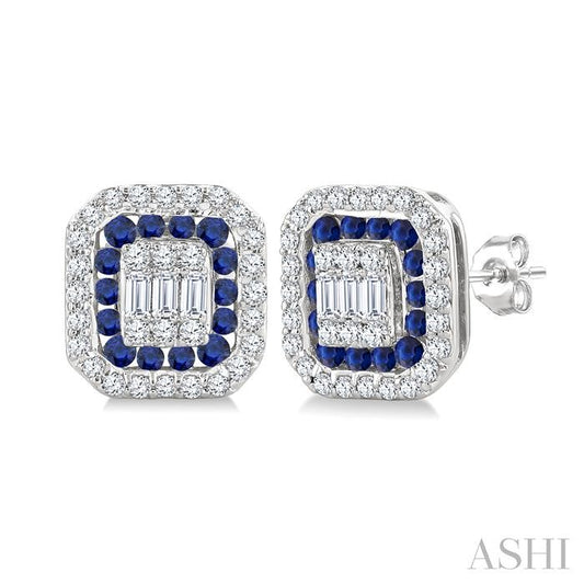 ASHI Emerald Shape Gemstone & Diamond Fusion Earrings 57975PPFGERSPWG-OC