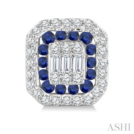 ASHI Emerald Shape Gemstone & Diamond Fusion Earrings 57975PPFGERSPWG-OC