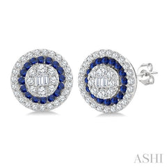 ASHI Round Shape Gemstone & Diamond Fusion Earrings 57975PPFGERSPWG-RD