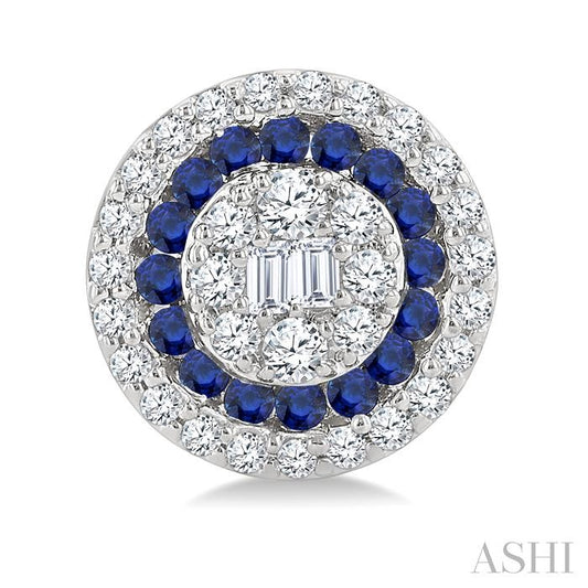 ASHI Round Shape Gemstone & Diamond Fusion Earrings 57975PPFGERSPWG-RD