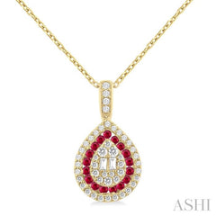 ASHI Pear Shape Gemstone & Diamond Fusion Pendant 57976PPFGPDRBYG-PR