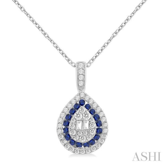 ASHI Pear Shape Gemstone & Diamond Fusion Pendant 57976PPFGPDSPWG-PR