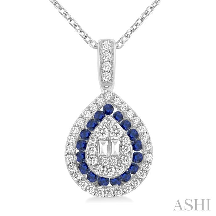 ASHI Pear Shape Gemstone & Diamond Fusion Pendant 57976PPFGPDSPWG-PR