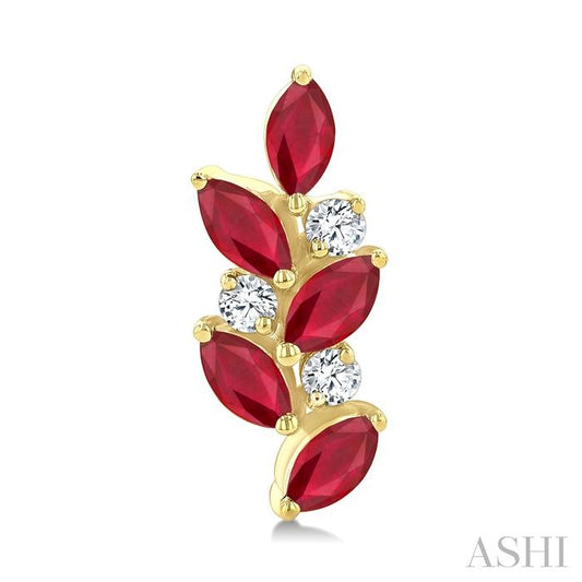 ASHI Marquise Shape Gemstone & Diamond Fashion Ear Climbers 57988PPFGERRBYG