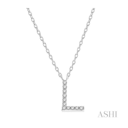 ASHI Block 'L' Initial Diamond Pendant 912F9PPFSPDWG-L
