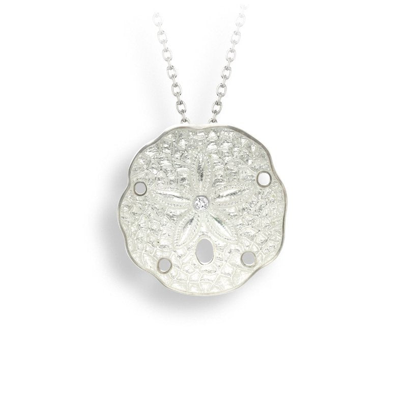 Ocean City Collection Sterling silver white enamel sand dollar necklace NN0368