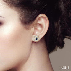 ASHI Oval Shape Gemstone & Halo Diamond Earrings 58196PPFNERSP