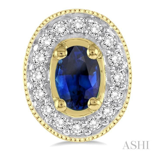 ASHI Oval Shape Gemstone & Halo Diamond Earrings 58196PPFNERSP