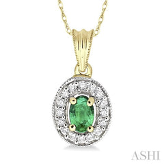 ASHI Oval Shape Gemstone & Halo Diamond Pendant 58197PPFNPDEM