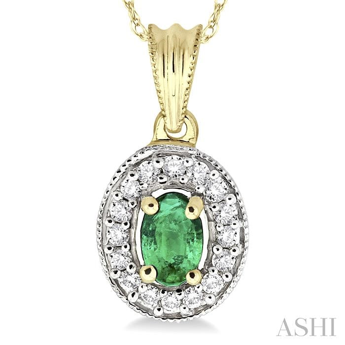 ASHI Oval Shape Gemstone & Halo Diamond Pendant 58197PPFNPDEM