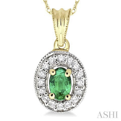ASHI Oval Shape Gemstone & Halo Diamond Pendant 58197PPFNPDEM