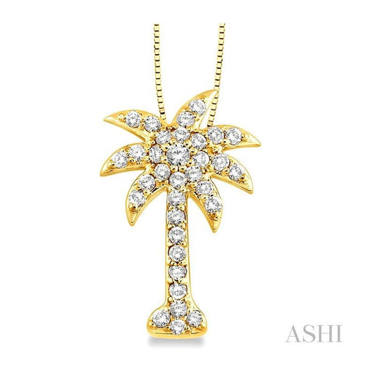 ASHI Palm Tree Diamond Fashion Pendant 63713PPFXPDYG