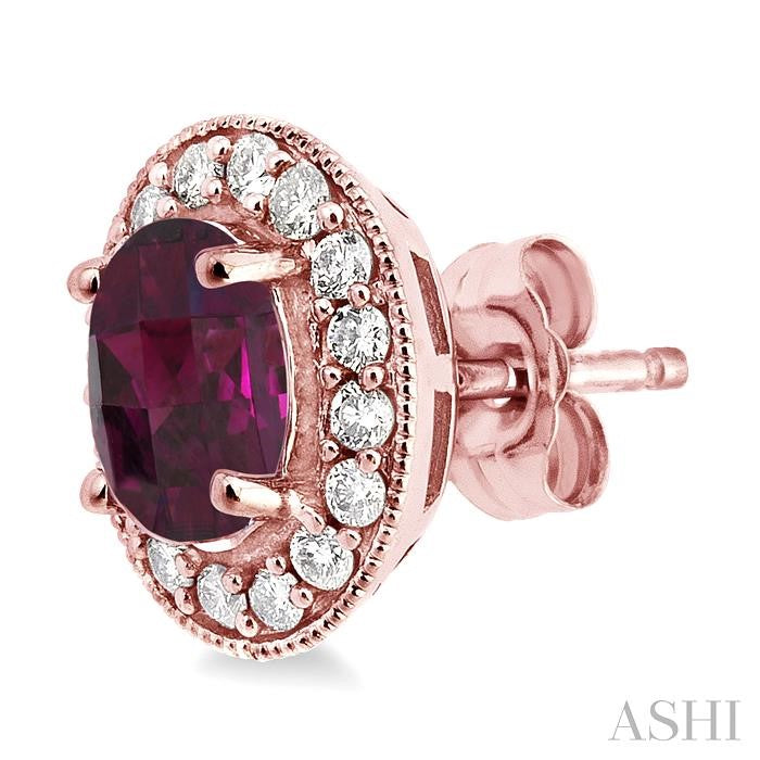 ASHI Oval Shape Gemstone & Halo Diamond Earrings 58214PPFNERRHPG