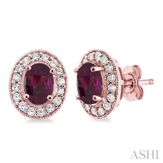 ASHI Oval Shape Gemstone & Halo Diamond Earrings 58214PPFNERRHPG