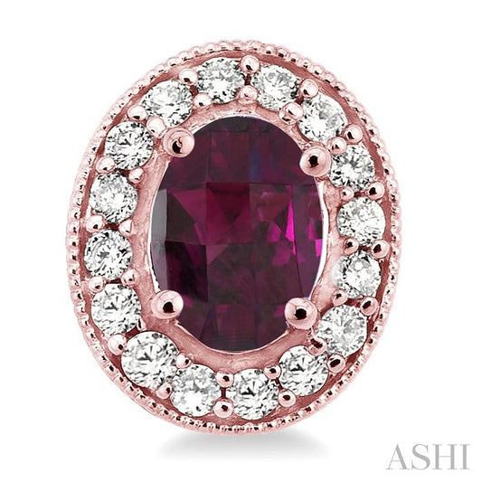 ASHI Oval Shape Gemstone & Halo Diamond Earrings 58214PPFNERRHPG
