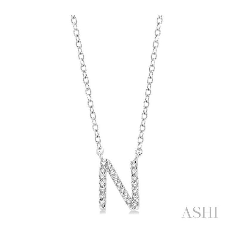 ASHI Block 'N' Initial Diamond Pendant 912F9PPFSPDWG-N