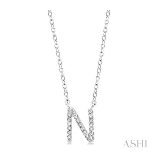 ASHI Block 'N' Initial Diamond Pendant 912F9PPFSPDWG-N