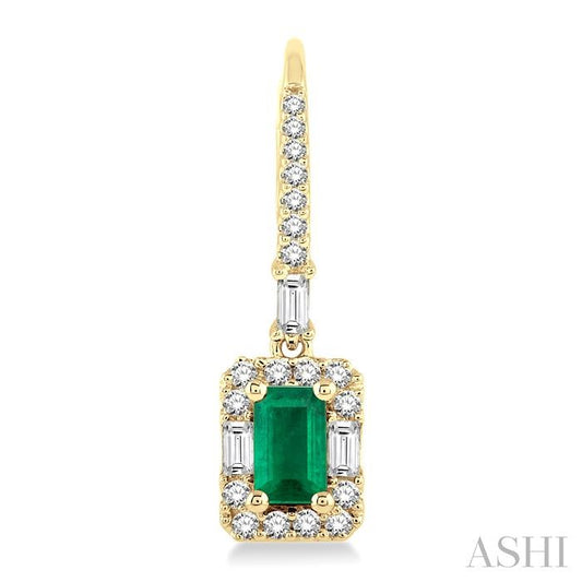 ASHI Emerald Shape Gemstone & Halo Diamond Earrings 58493PPFGEREMYG