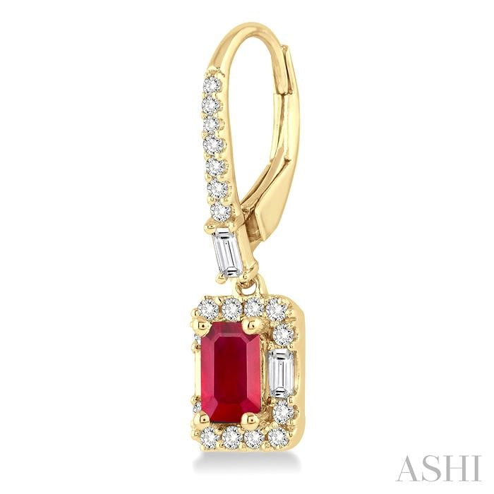 ASHI Emerald Shape Gemstone & Halo Diamond Earrings 58493PPFGERRBYG