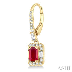 ASHI Emerald Shape Gemstone & Halo Diamond Earrings 58493PPFGERRBYG