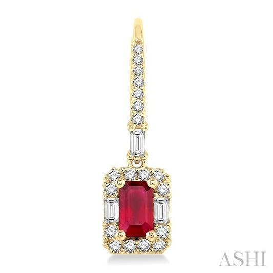 ASHI Emerald Shape Gemstone & Halo Diamond Earrings 58493PPFGERRBYG