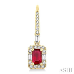 ASHI Emerald Shape Gemstone & Halo Diamond Earrings 58493PPFGERRBYG