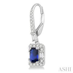 ASHI Emerald Shape Gemstone & Halo Diamond Earrings 58493PPFGERSPWG