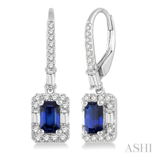 ASHI Emerald Shape Gemstone & Halo Diamond Earrings 58493PPFGERSPWG