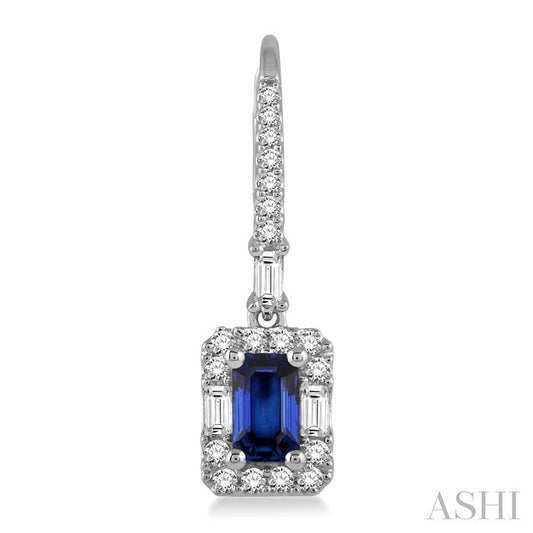 ASHI Emerald Shape Gemstone & Halo Diamond Earrings 58493PPFGERSPWG