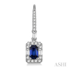 ASHI Emerald Shape Gemstone & Halo Diamond Earrings 58493PPFGERSPWG