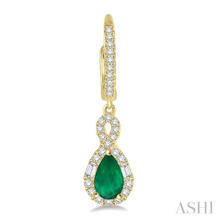 ASHI Pear Shape Gemstone & Halo Diamond Earrings 58533PPFGEREMYG