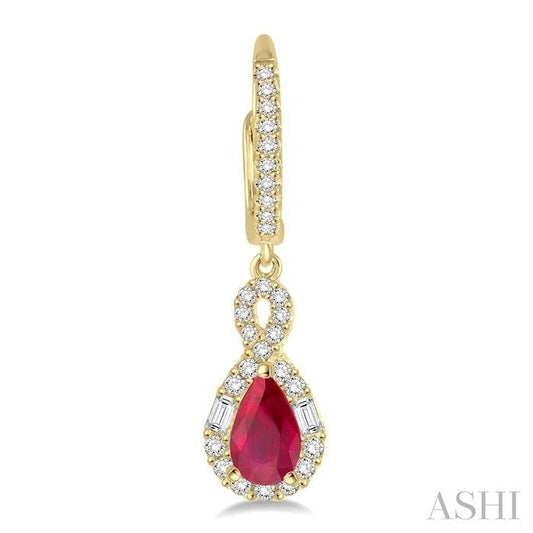ASHI Pear Shape Gemstone & Halo Diamond Earrings 58533PPFGERRBYG