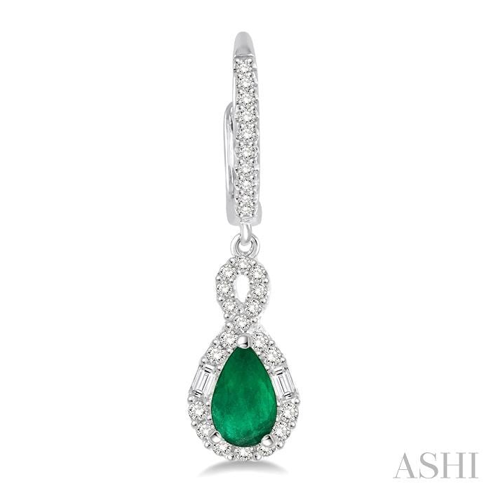 ASHI Pear Shape Gemstone & Halo Diamond Earrings 58533PPFHEREMWG