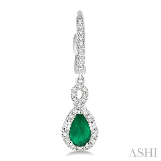 ASHI Pear Shape Gemstone & Halo Diamond Earrings 58533PPFHEREMWG