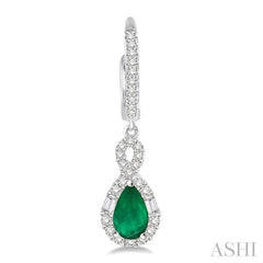 ASHI Pear Shape Gemstone & Halo Diamond Earrings 58533PPFHEREMWG