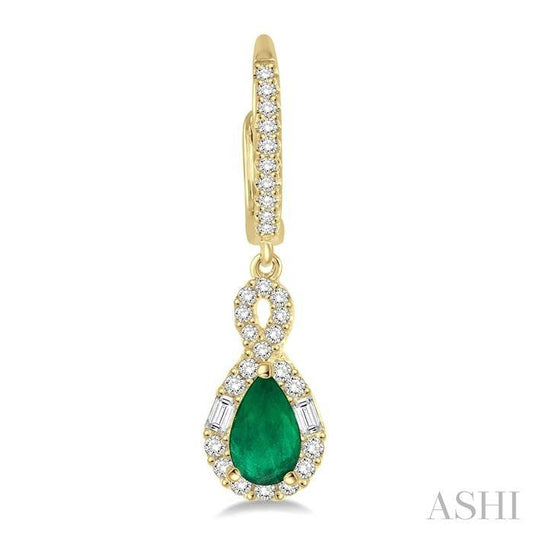 ASHI Pear Shape Gemstone & Halo Diamond Earrings 58533PPFHEREMYG