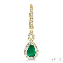 ASHI Pear Shape Gemstone & Halo Diamond Earrings 58533PPFHEREMYG