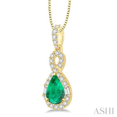 ASHI Pear Shape Gemstone & Halo Diamond Pendant 58535PPFGPDEMYG