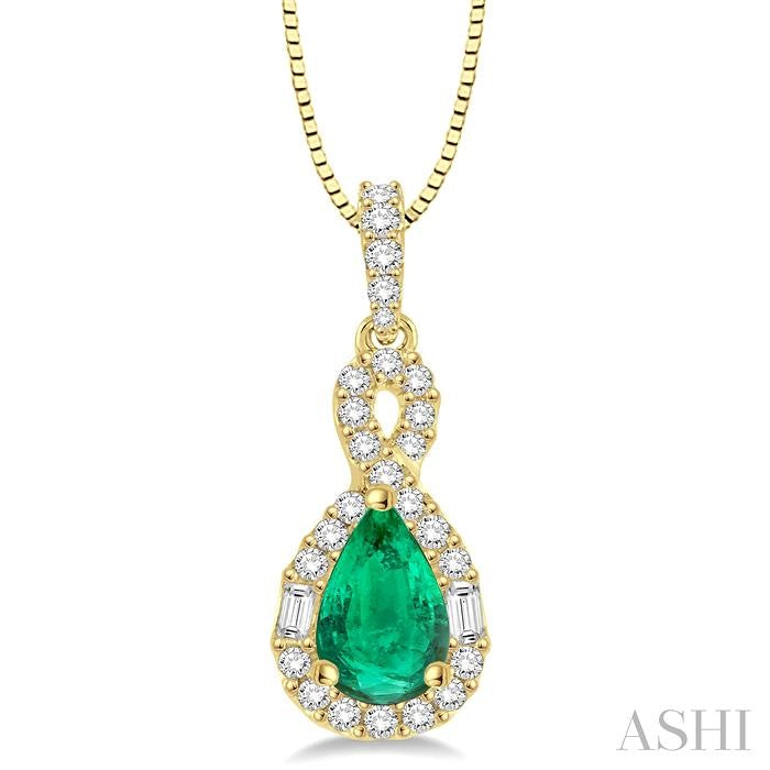 ASHI Pear Shape Gemstone & Halo Diamond Pendant 58535PPFGPDEMYG