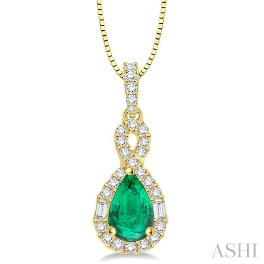 ASHI Pear Shape Gemstone & Halo Diamond Pendant 58535PPFGPDEMYG