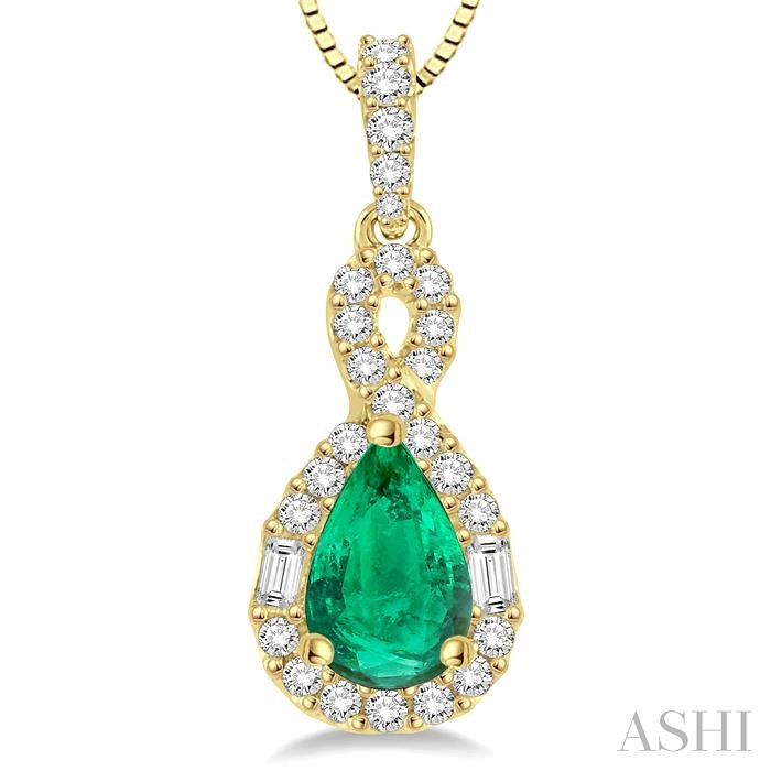 ASHI Pear Shape Gemstone & Halo Diamond Pendant 58535PPFGPDEMYG